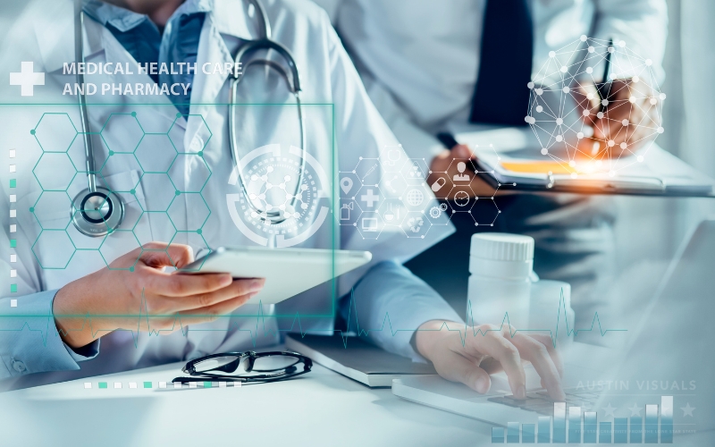 doctor using digital health technology tablet