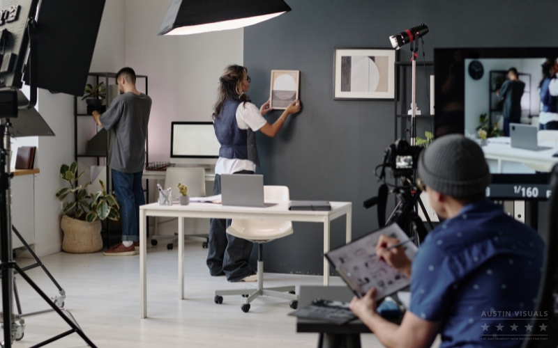 houston video production studio behind the scenes creative team filming