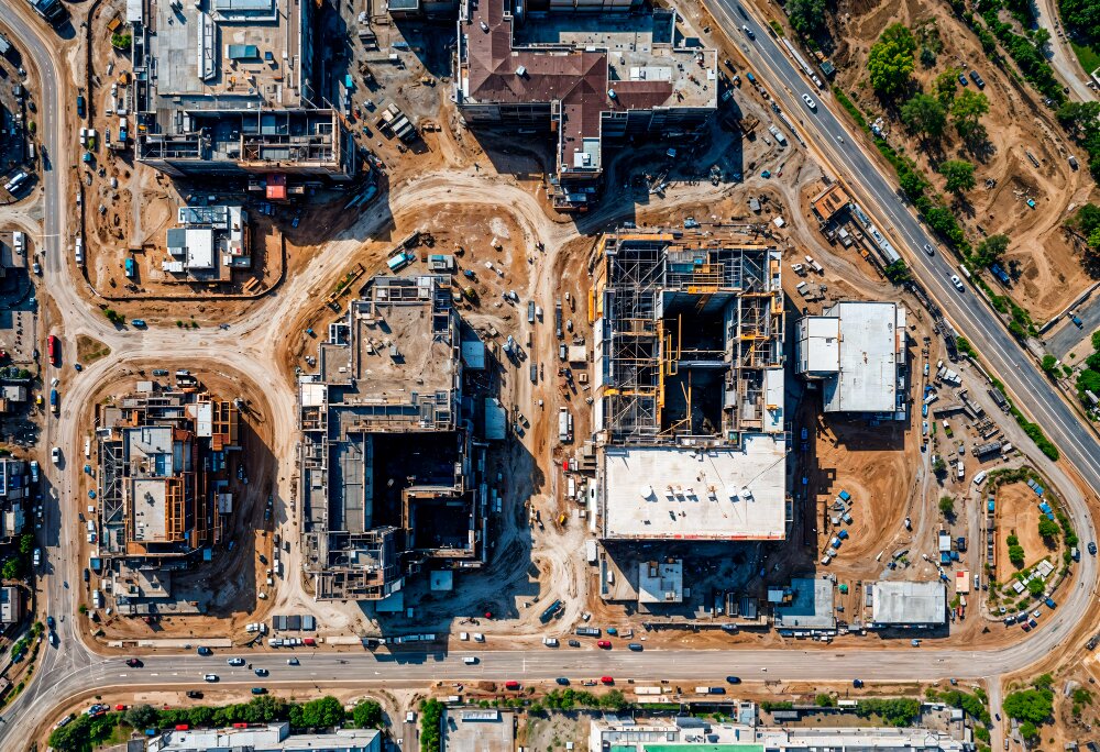 construction infrastructure drone video