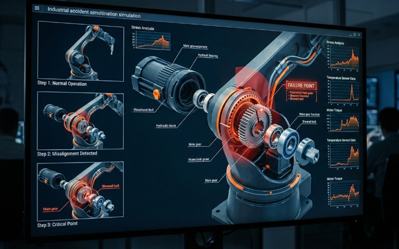 mechanical failure simulation robotic arm gear analysis d visualization