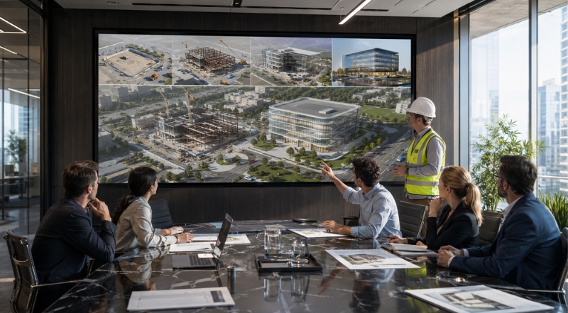Engineering Animation for Large-Scale Construction Projects 1 construction project visualization stakeholder meeting building progress presentation