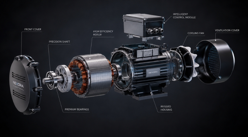 industrial electric motor exploded view d animation component visualization