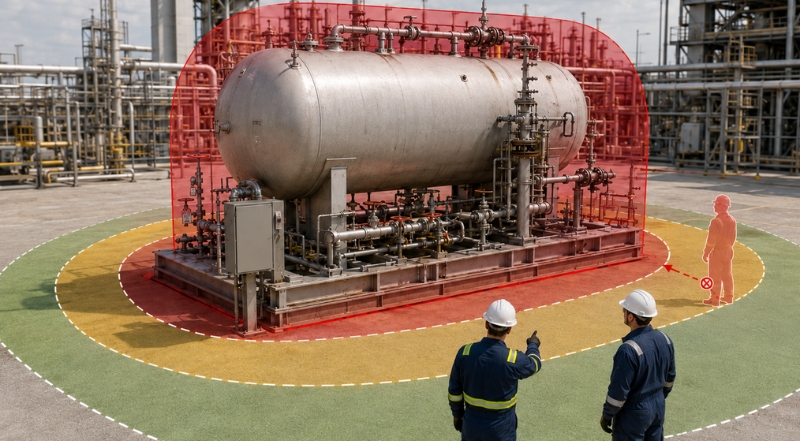 industrial safety animation test separator danger zone and safe operator positioning