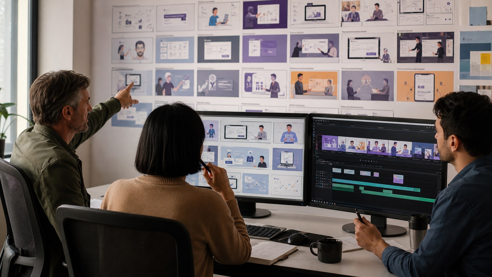 Storyboard and animatic review for an enterprise AI product explainer video