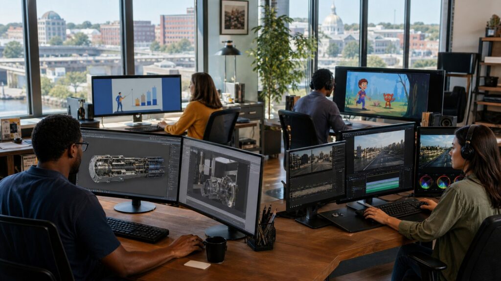 Animation studios in Augusta producing technical 3D and motion graphics