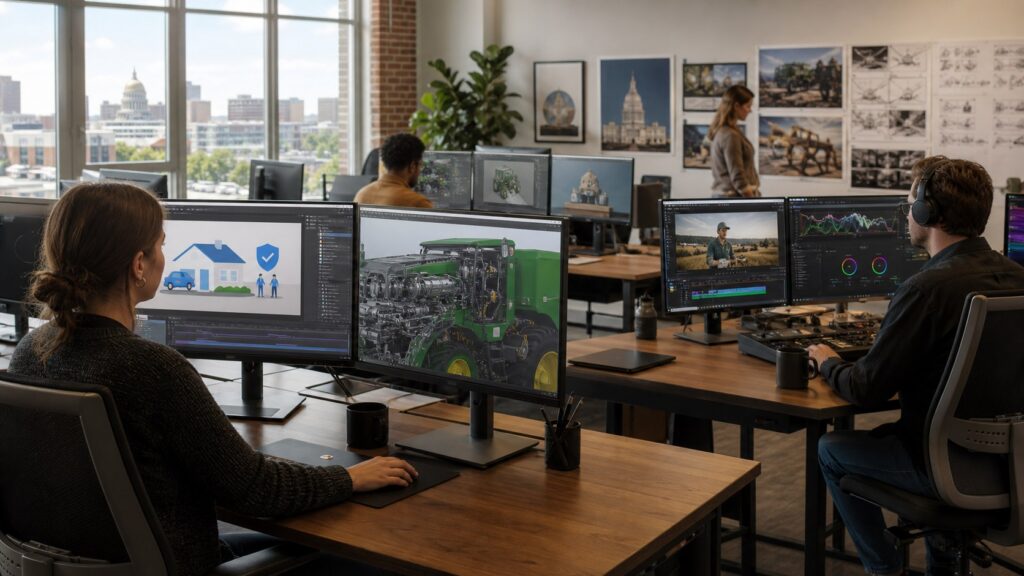 Animation studios in Des Moines creating motion graphics and realistic 3D visualization
