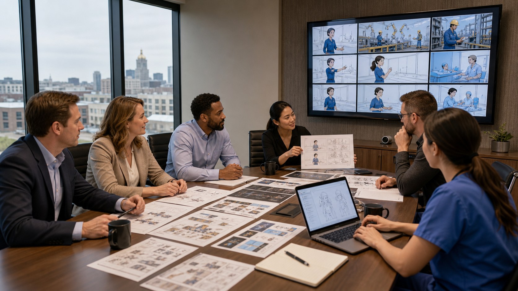 Des Moines business team planning a custom animation project