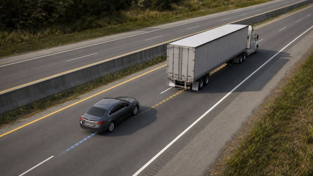 Forensic animation for truck accident litigation on a divided highway
