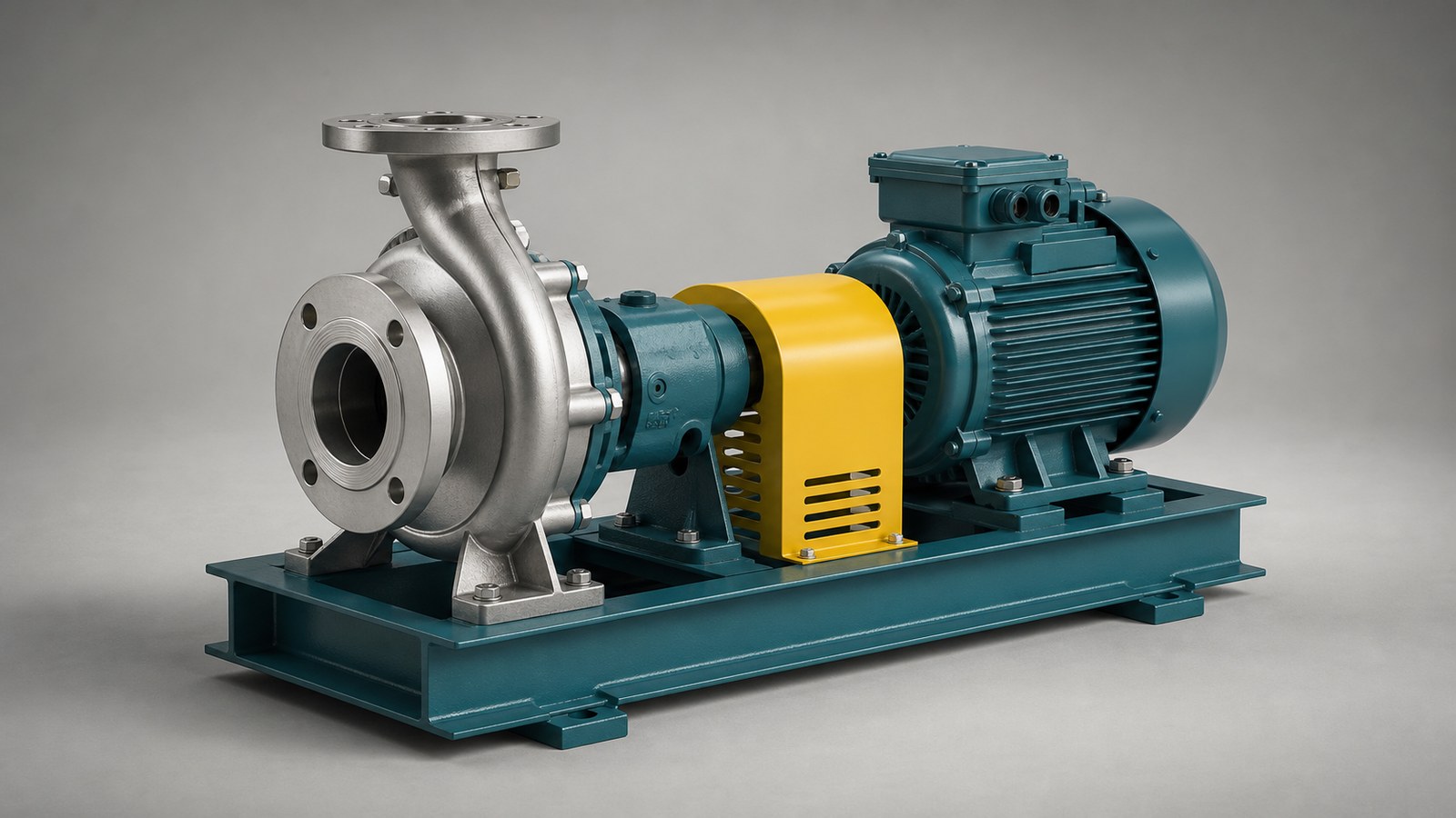 Realistic 3D industrial pump product advertising visualization
