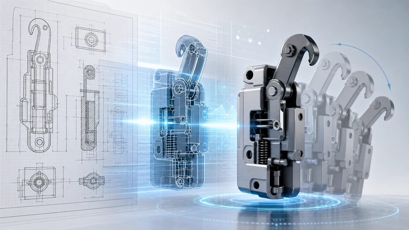 Patent drawing transforming into a polished 3D product animation