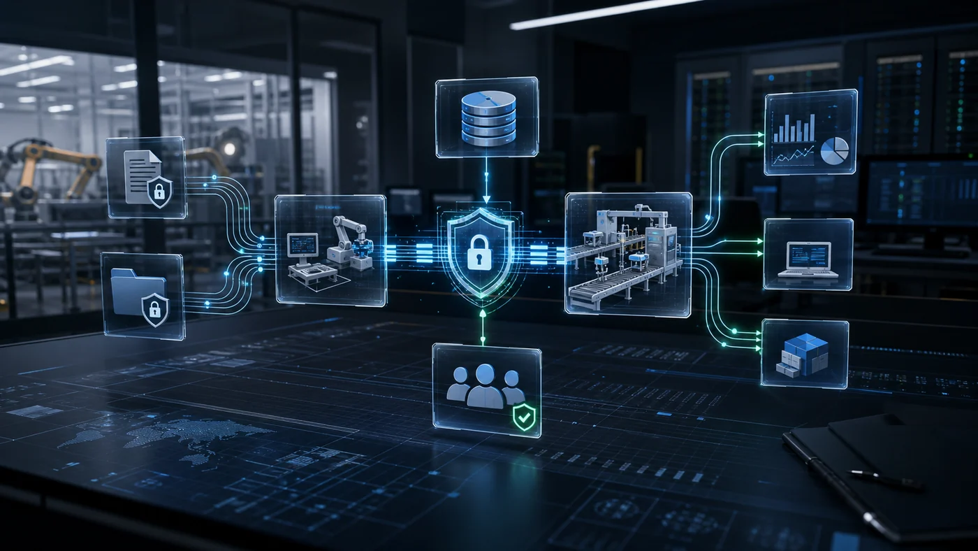 Secure workflow visualization showing protected process stages and data flow for a technology dispute