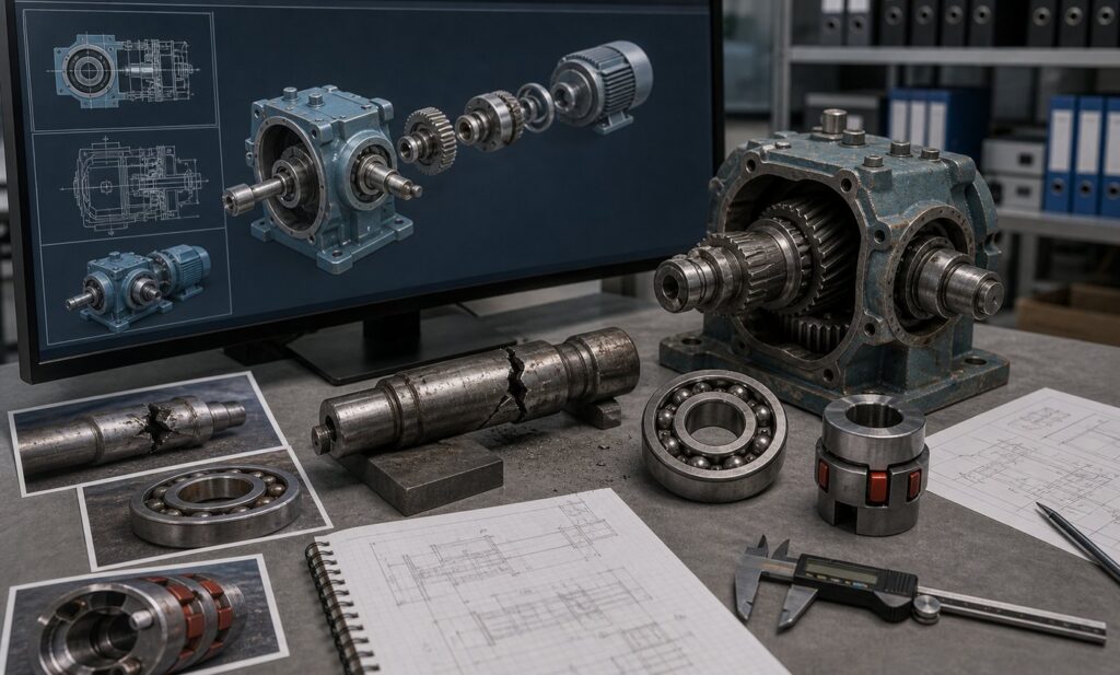 mechanical failure forensic reconstruction animation with gearbox and shaft evidence