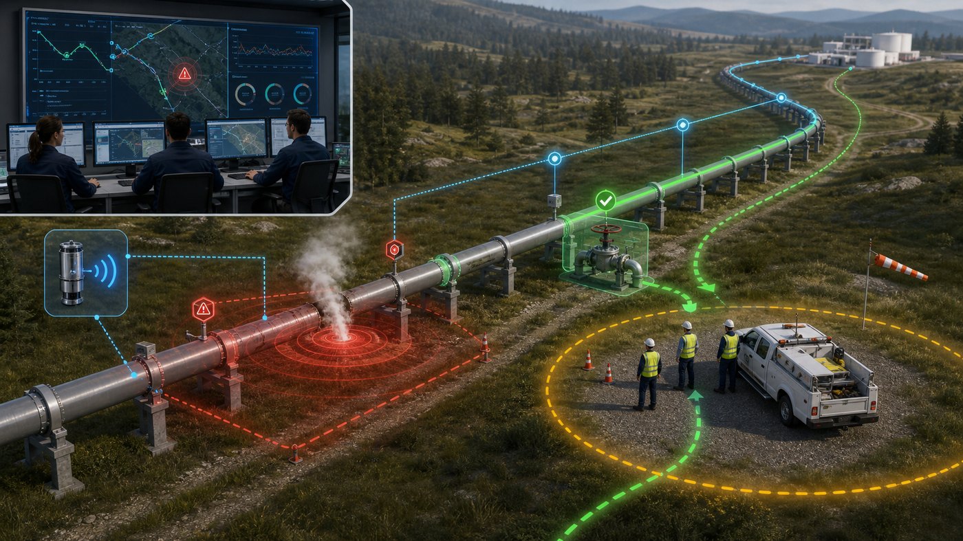 Pipeline leak response training animation connecting field crews and control room decisions