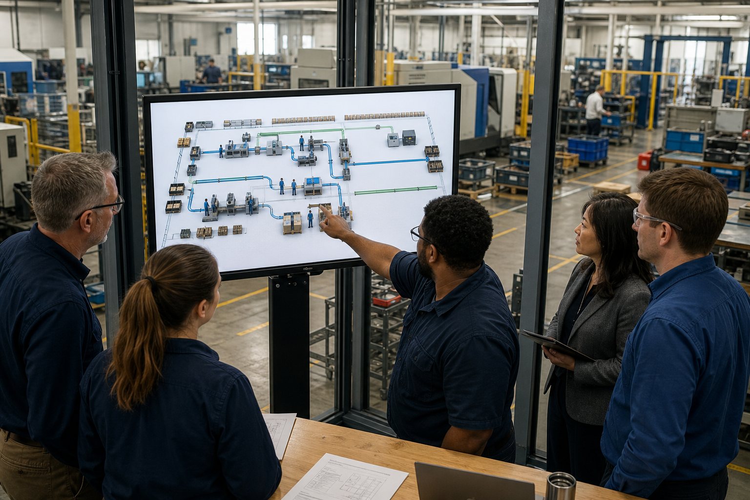 3D Animation for Lean Manufacturing Training Programs 3 Value stream mapping animation reviewed by a cross-functional manufacturing team