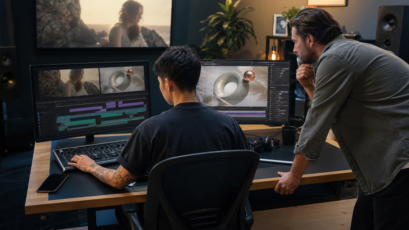 Escondido motion graphics and visual effects artist compositing an original branded video sequence