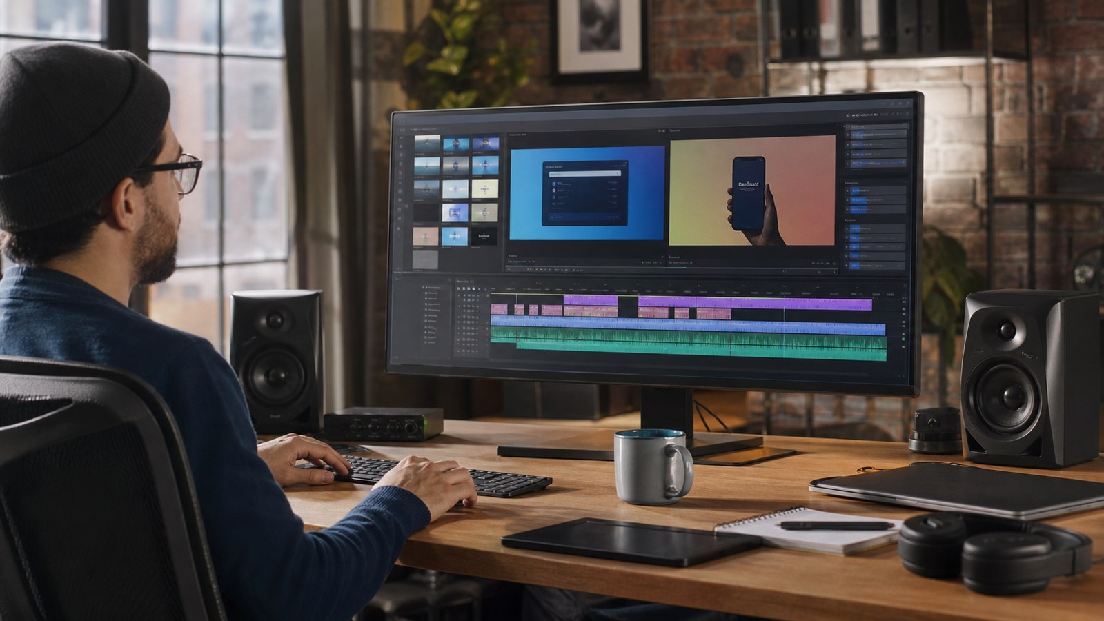 Generative AI Software Demo Video: 2026 Best Practices 4 Generative AI software demo video editor organizing modular screen recordings narration captions and versioned scenes