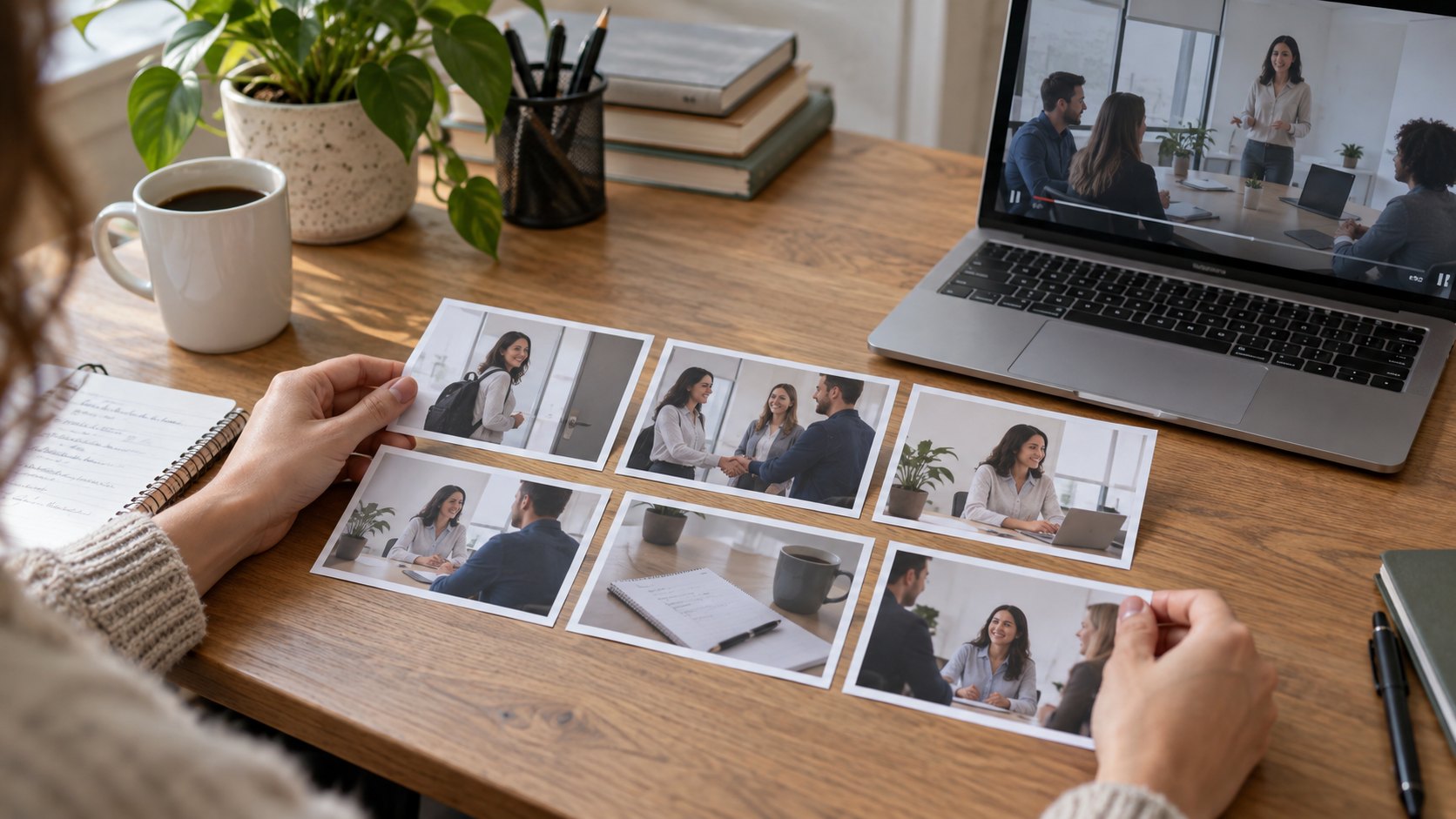 Illustrative storyboard review for AI training videos and employee onboarding