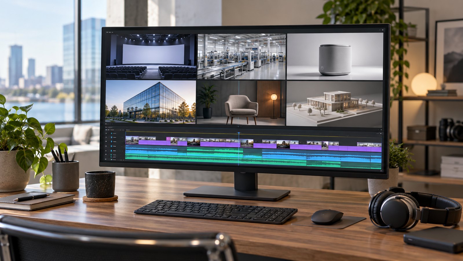 Corporate Showreel Videos: Select and Structure Your Work 1 Editing monitor showing corporate footage selections and a showreel timeline