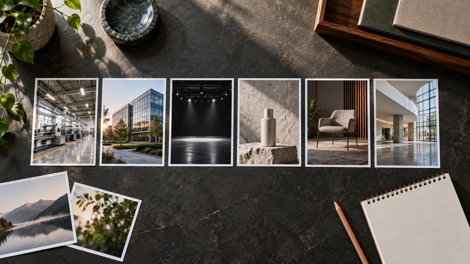 Corporate Showreel Videos: Select and Structure Your Work 2 Printed corporate footage stills arranged to select and sequence a showreel