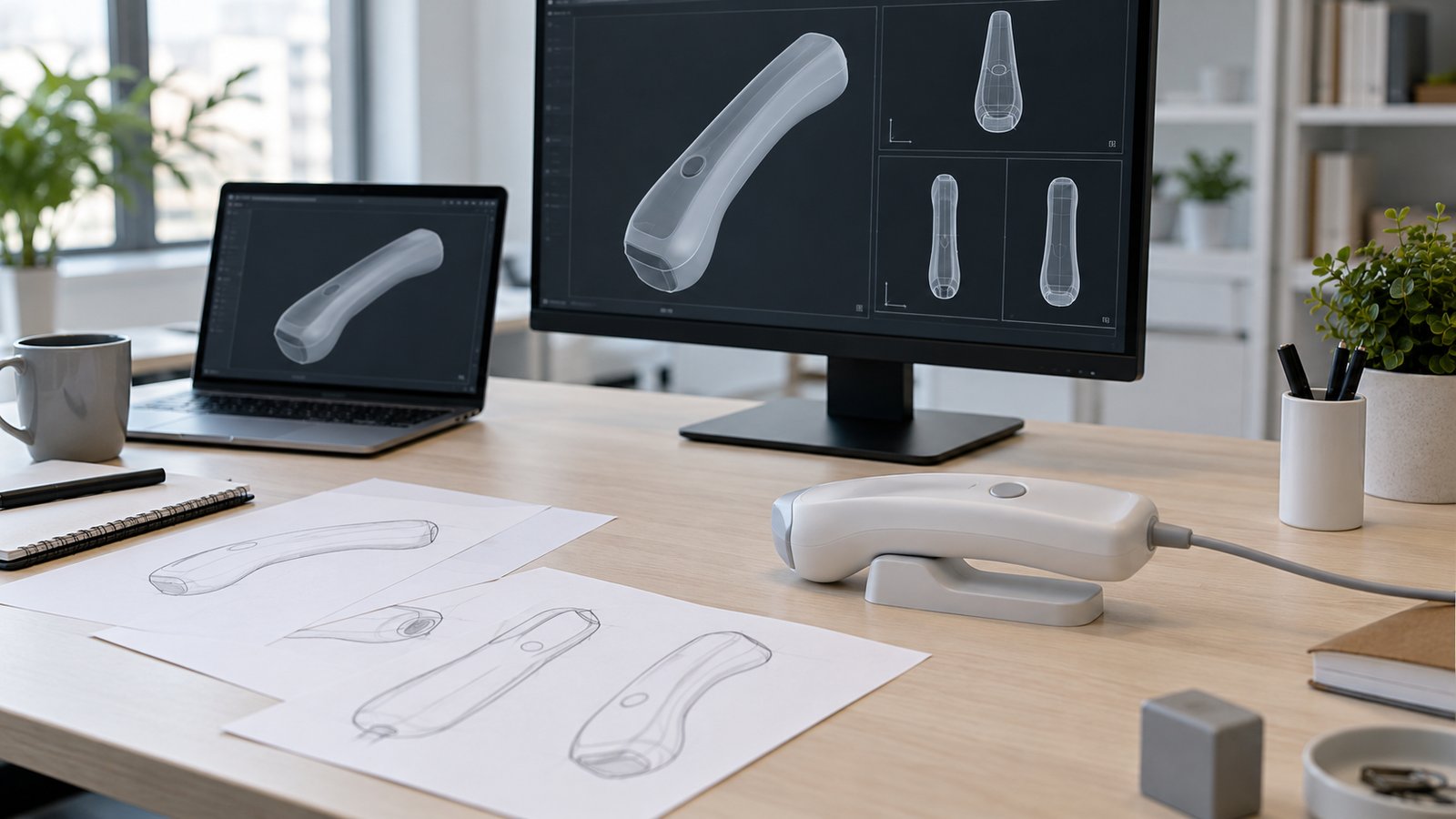 3D Medical Animation Uses: Seven Practical Applications 2 Illustration of a fictional handheld device and matching 3D reference views