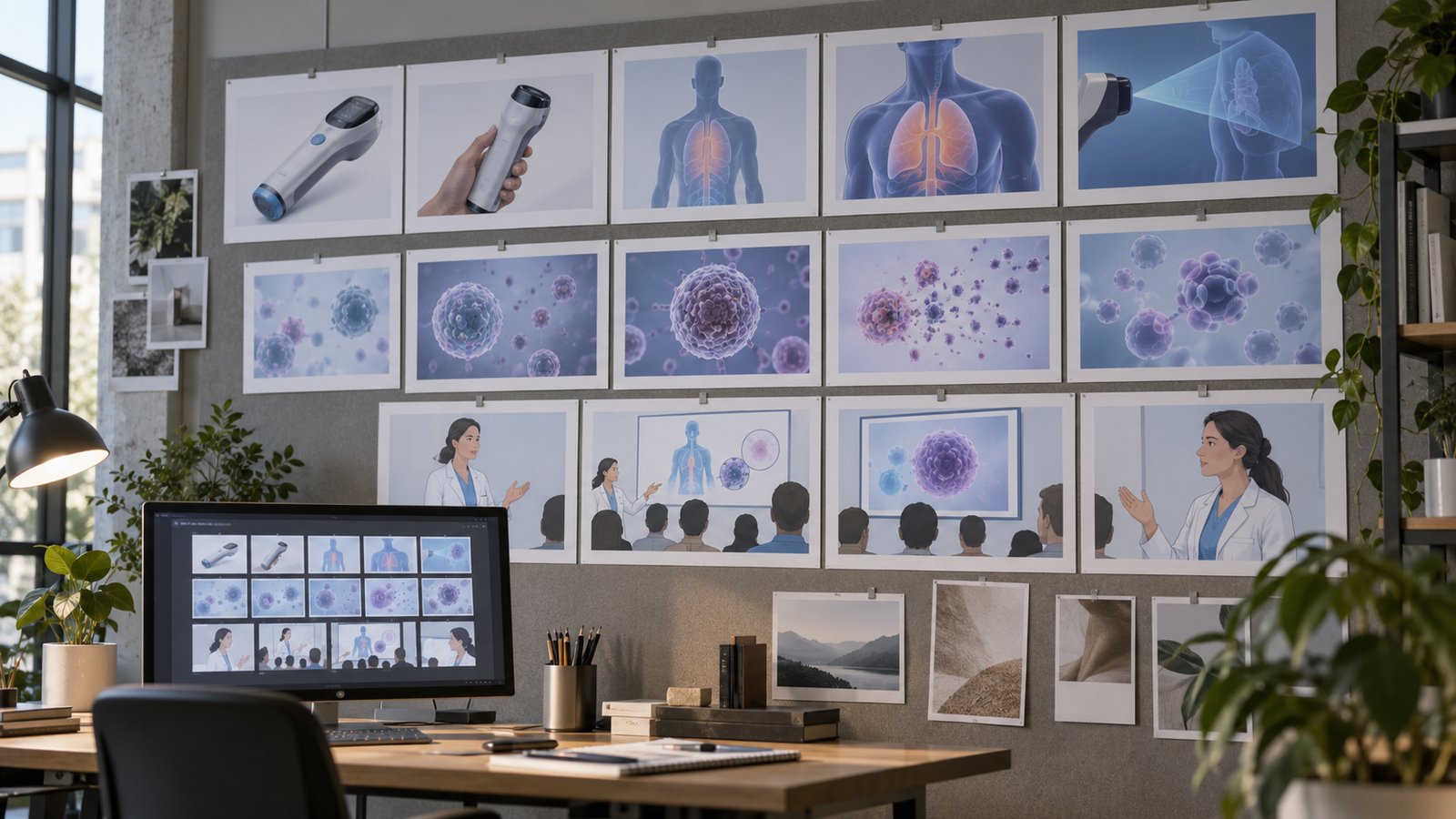 Illustration of storyboard concepts for different medical animation uses