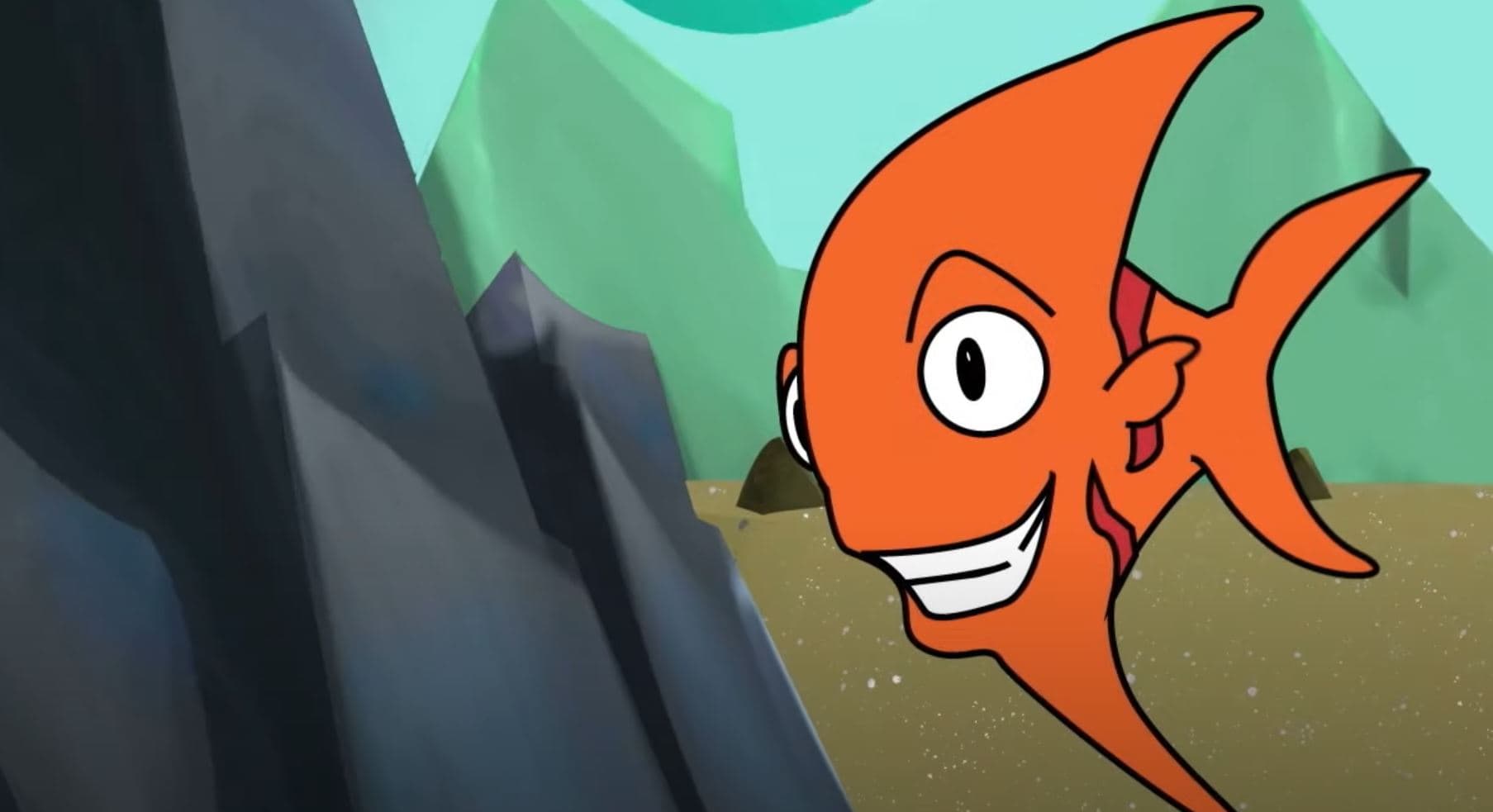 2d character animation of an orange colored fish