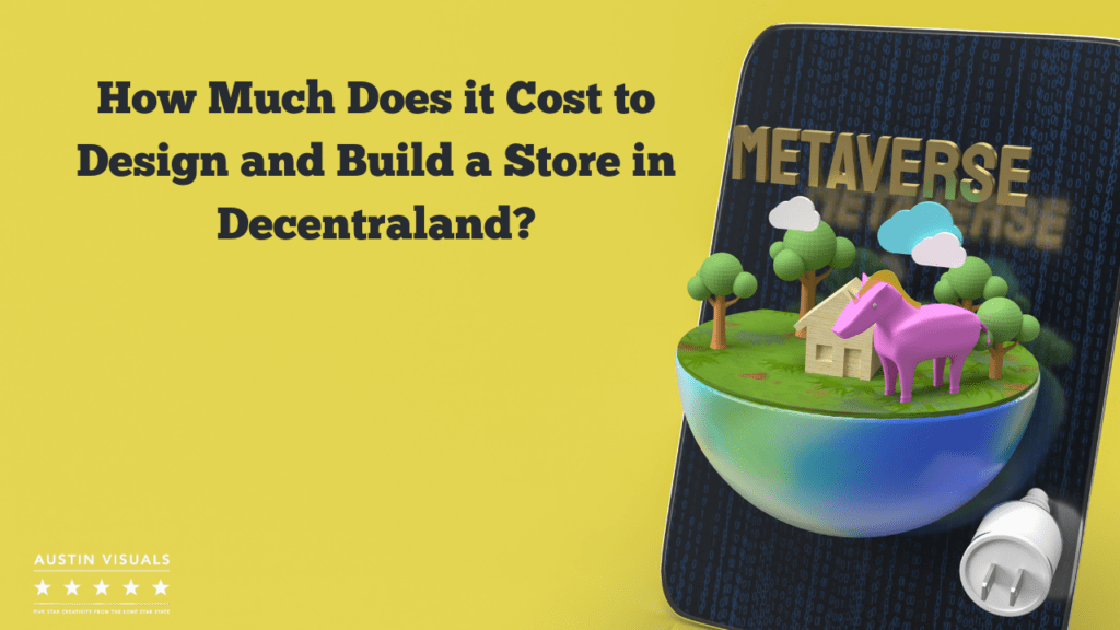 Build a Store in Decentraland 3d pink pony on a piece of land with a house and trees