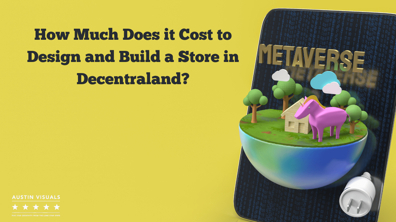 Build a Store in Decentraland 3d pink pony on a piece of land with a house and trees