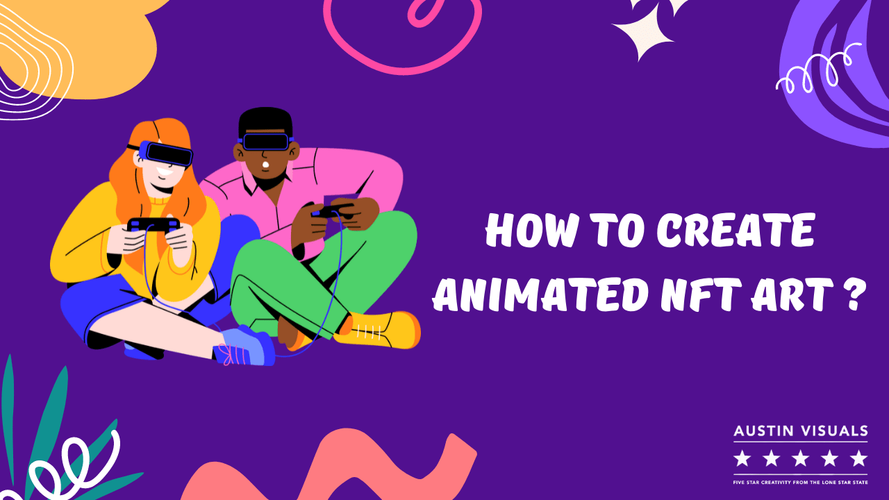 How to Create Animated NFT Art ? 2 animated characters wearing vr headsets and playing a game in the virtual reality