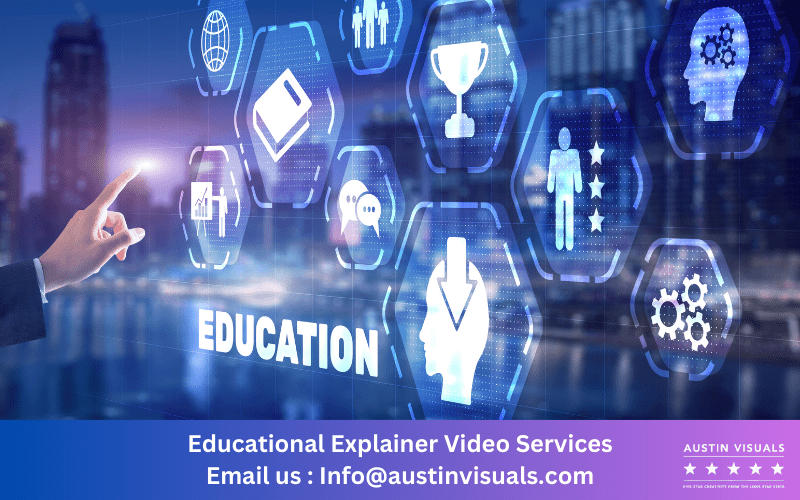 An illustration or animation depicting educational content being presented in an explainer video format, showcasing the use of creative visuals and dynamic animations to effectively convey information