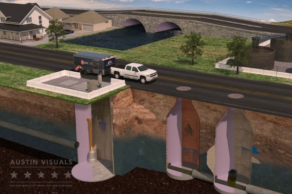 Industrial D Rendering Services for Epoxytec’s Inflow & Infiltration Solution