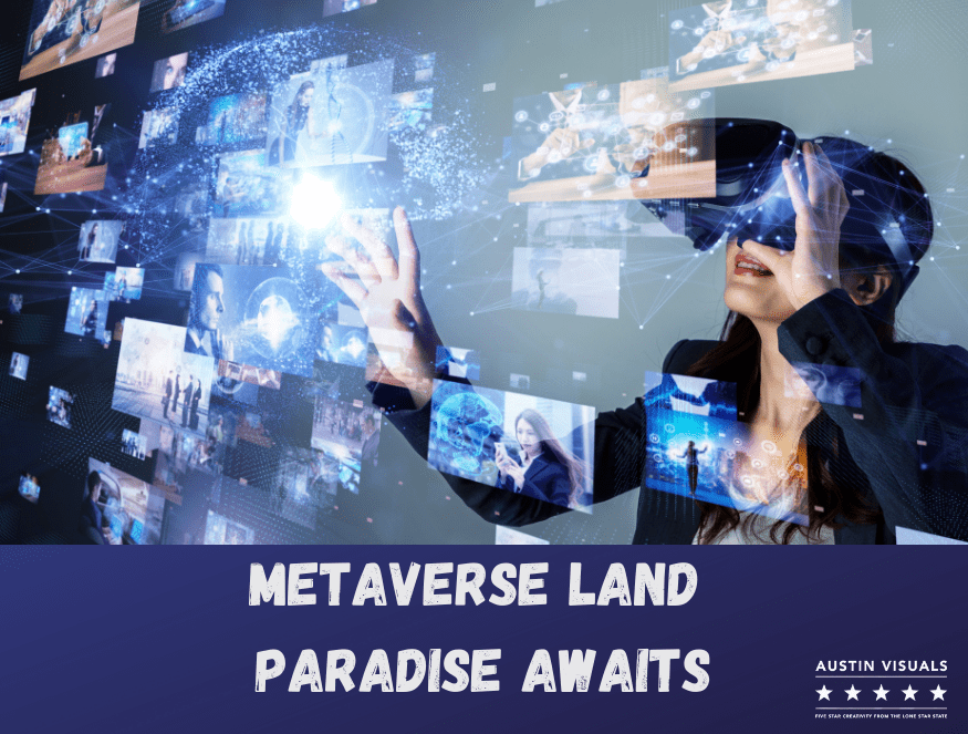 Metaverse Land Paradise Awaits! a girl wearing vr glasses seeing digitally towards the metaverse