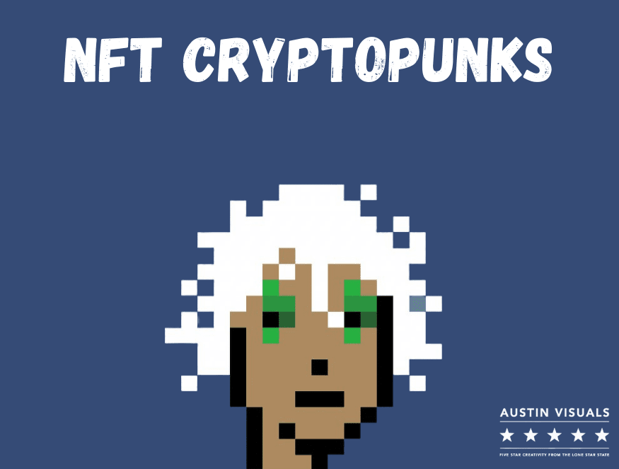 a pixelated animated guy with white hair color best describe as NFT Cryptopunks Art