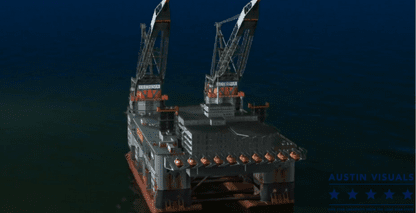 Houston Oil and Gas 3D Animation Construction Off Shore Oil Rig