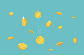 2d animated gold tokens in a light blue background