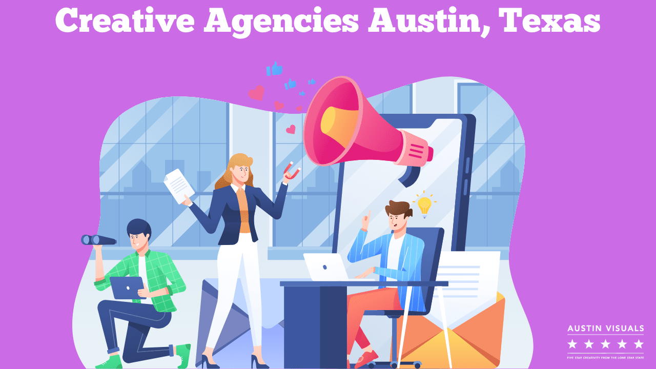 creative agencies Austin texas adaptation of a play showing 2d animated characters of an agency in Austin Texas