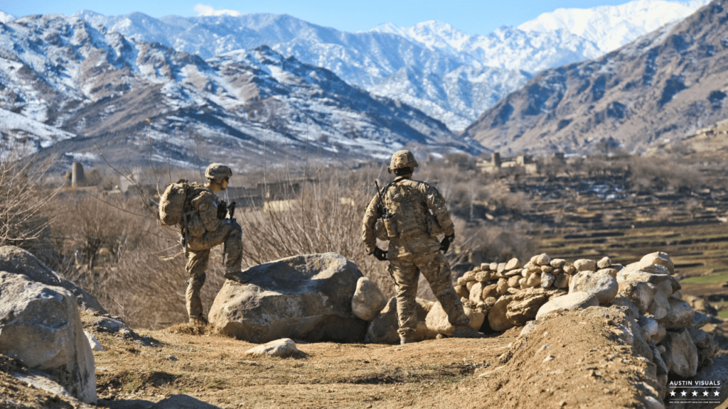 Military Animation explaining two field soldiers experience in the mountains during a millitary exercise