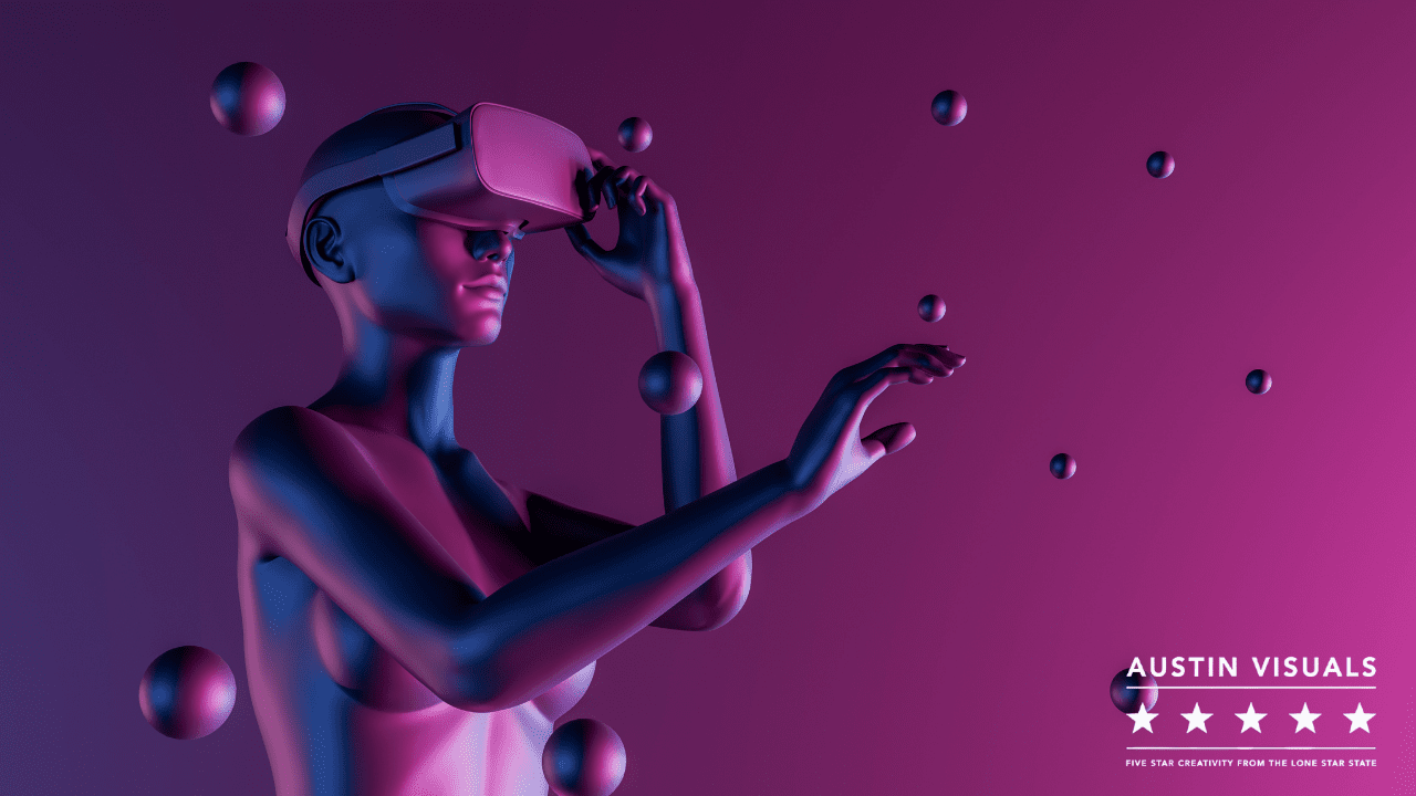 How Much Does it Cost to Create Wearables in Decentraland? 3D girl character looking at her VR Headphone seeing a Metaverse called Decentraland