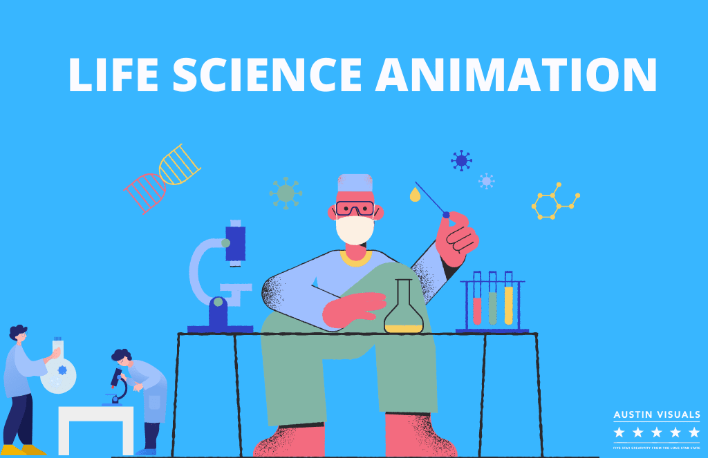 Life Science Animation of a 2d chemist while working at the lab