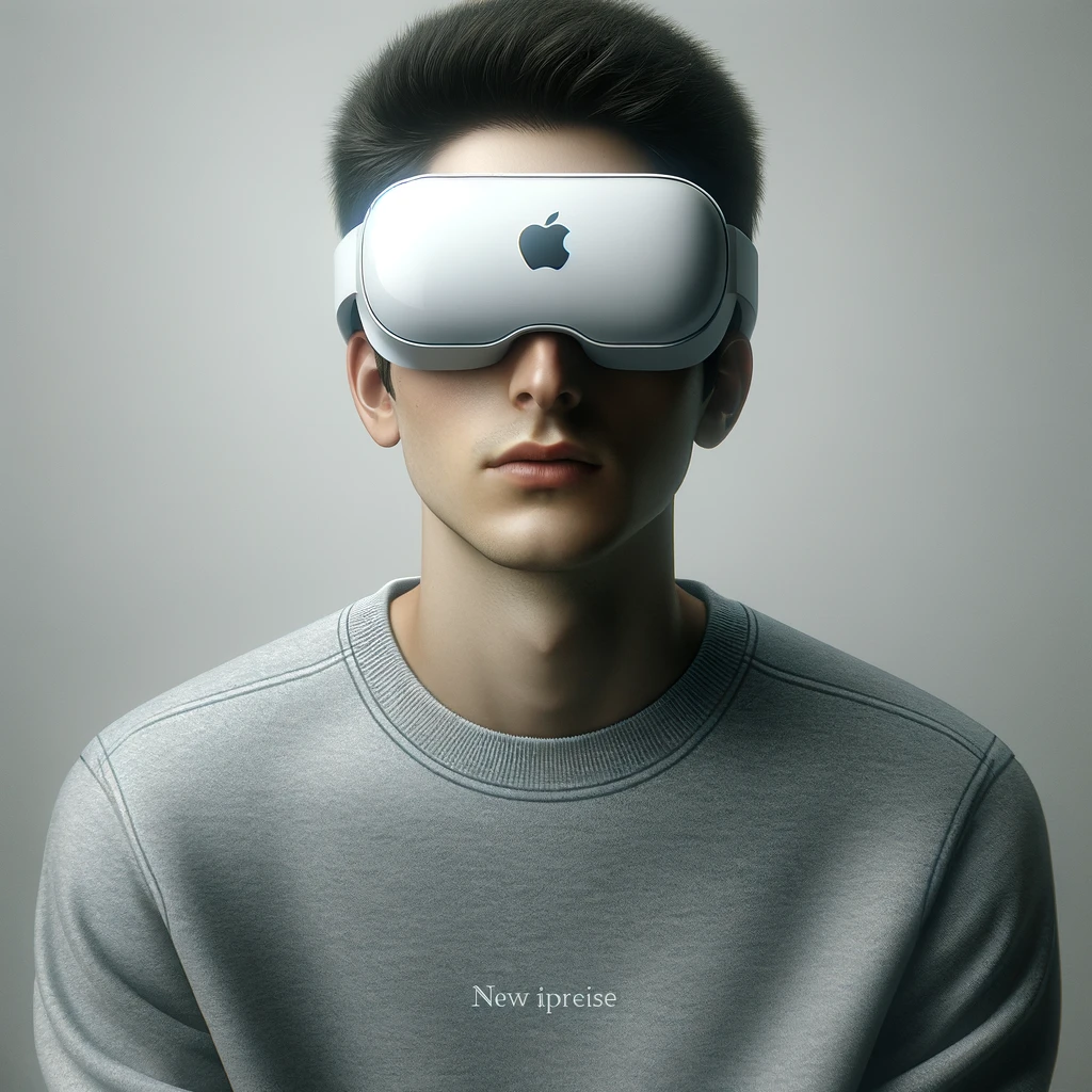 austin visuals app developer Create an image of a person wearing the Apple Vision Pro The person should be depicted in a neutral setting focusing solely on the individual and th