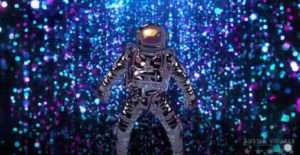 music video animated space themed with astronaught